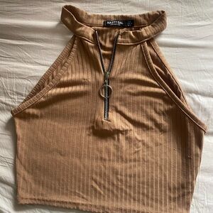 NASTY GAL RIBBED HALTER TOP